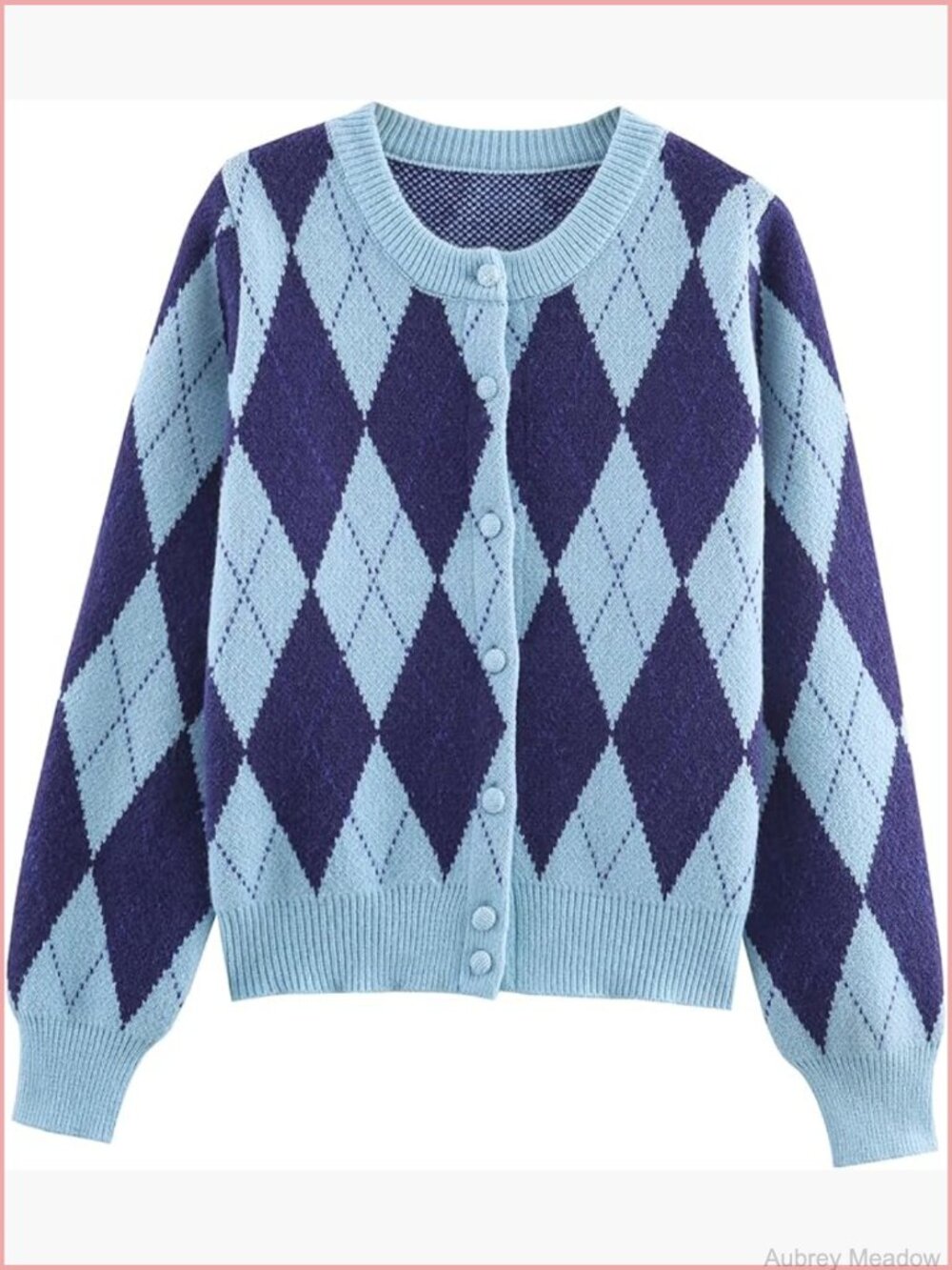 Vintage Argyle Cardigan Sweater Long Sleeve Button Down